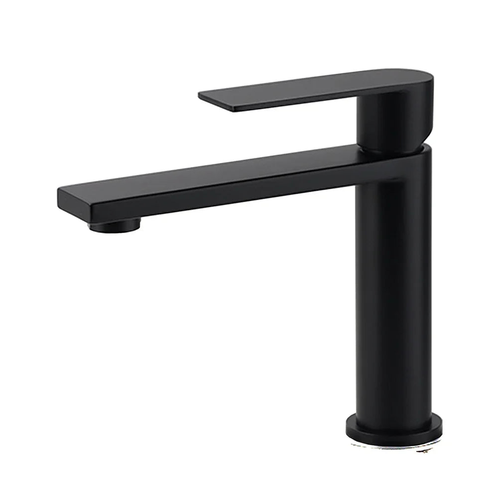 WELS Matt Black Square Short Basin Mixer Vanity Sink Faucet Laundry Spout Tap