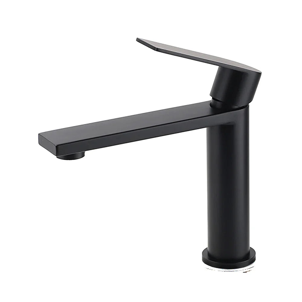 WELS Matt Black Square Short Basin Mixer Vanity Sink Faucet Laundry Spout Tap
