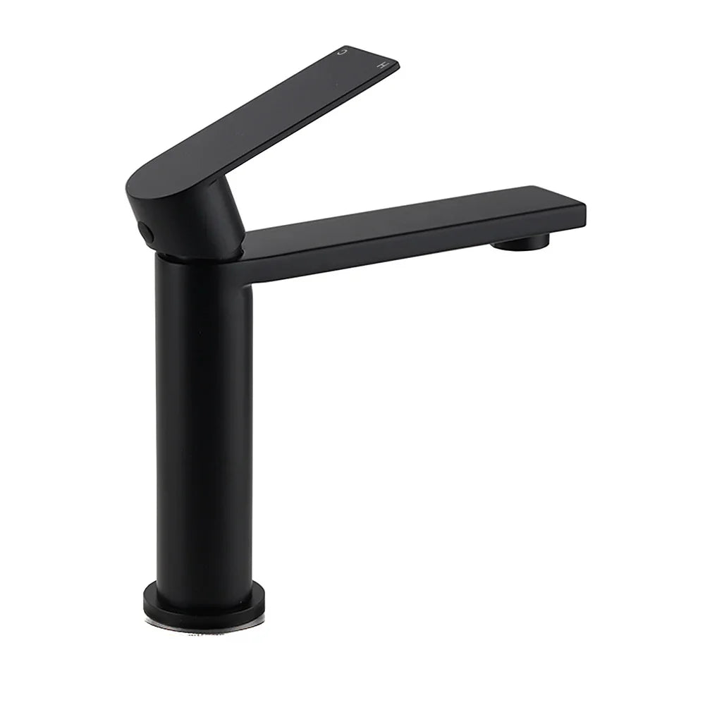 WELS Matt Black Square Short Basin Mixer Vanity Sink Faucet Laundry Spout Tap