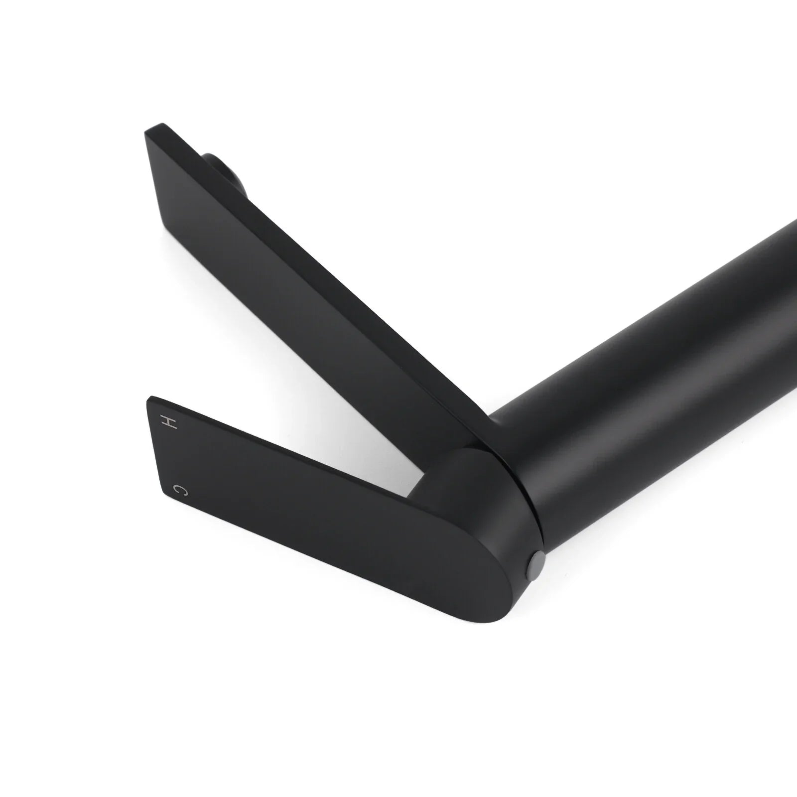 WELS Matt Black Square Tall Flat Lever Handle Basin Mixer Vanity Sink Faucet Spout