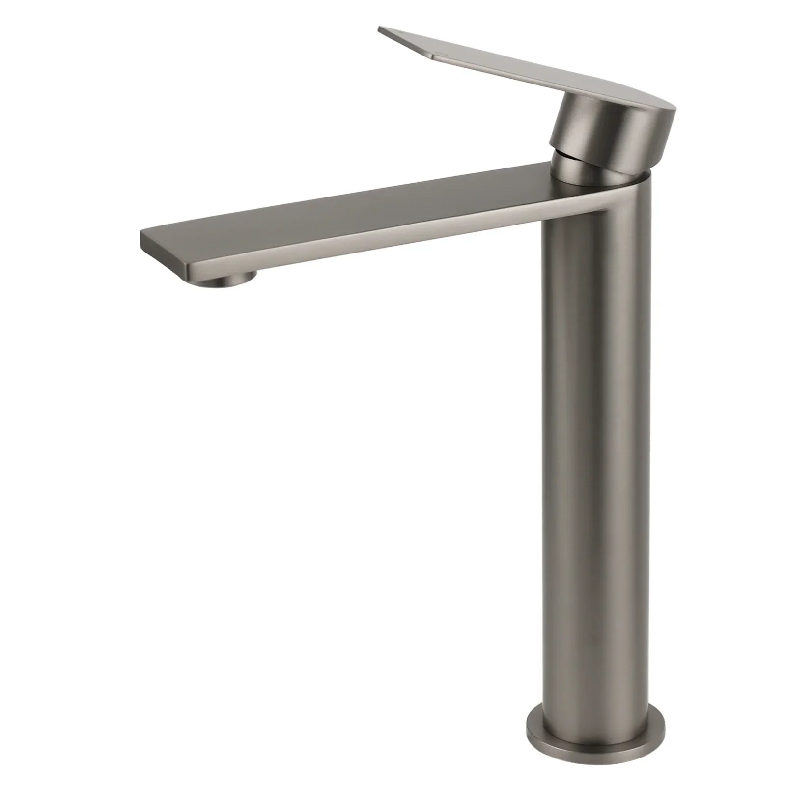 WELS Square Tall Flat Handle Basin Mixer Vanity Sink Faucet Spout Gun Metal Gey