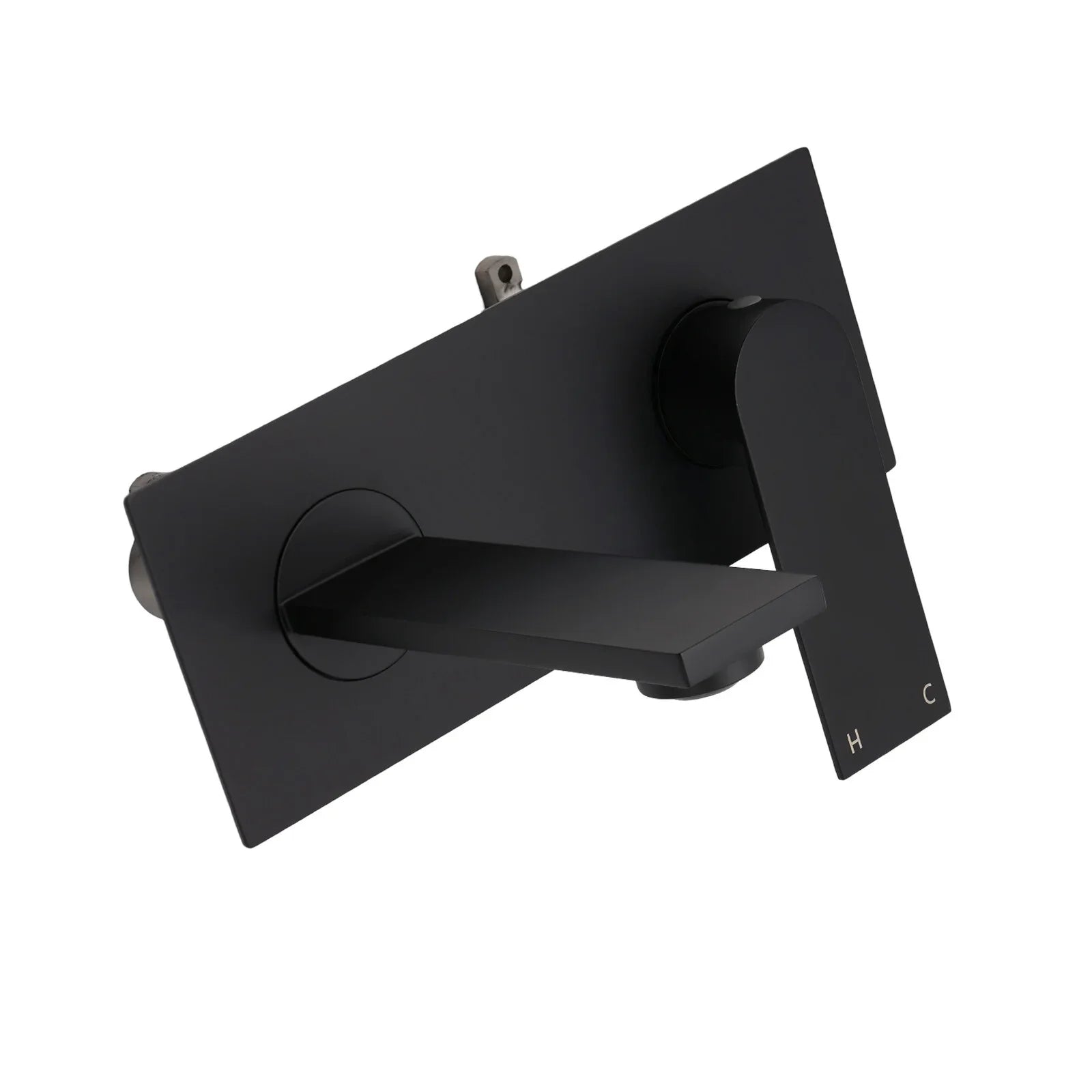 Matte Black Basin Mixer Bathroom Vanity Faucet Wall Mounted Tap Slim Flat Spout