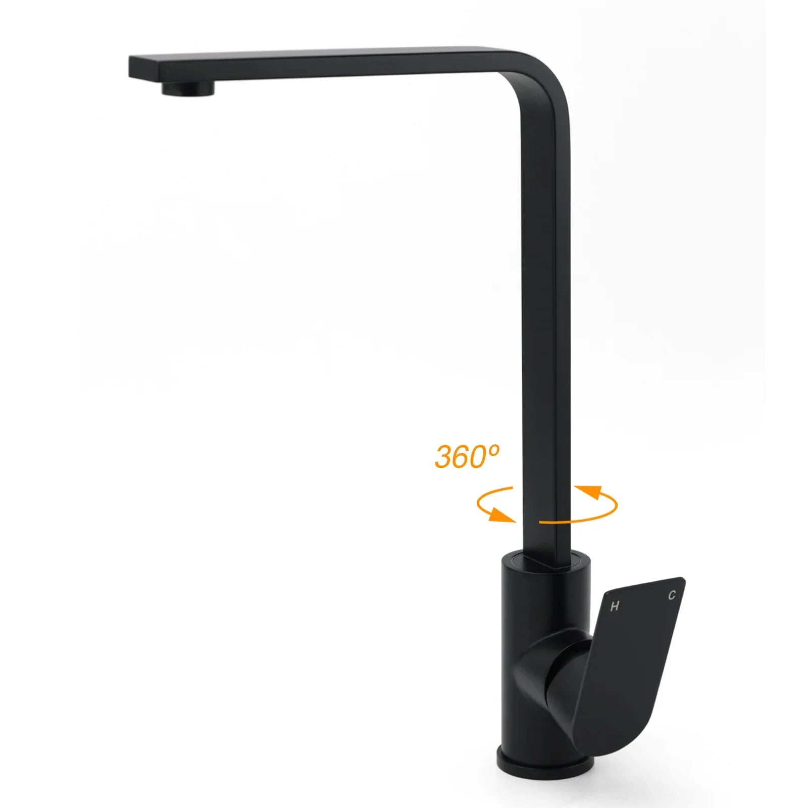 WELS Matte Black High Rise Gooseneck Kitchen Sink Laundry Mixer Faucet Tapware