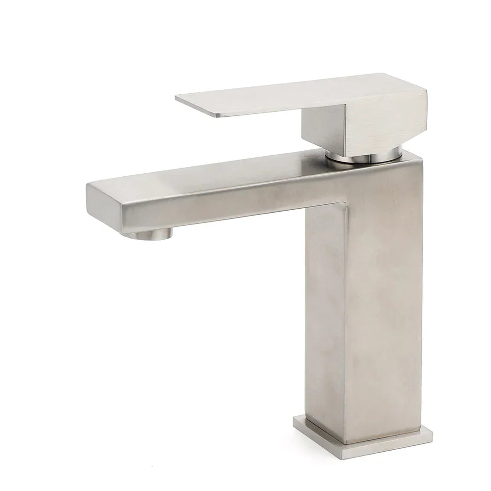 Square Classic 6L/m Basin Vessel Mixer Faucet Tap Kitchen Laundry Brushed Nickel