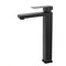 Matt Black Stainless Steel Square Tall Basin Mixer Sink Tap High Vanity Spout