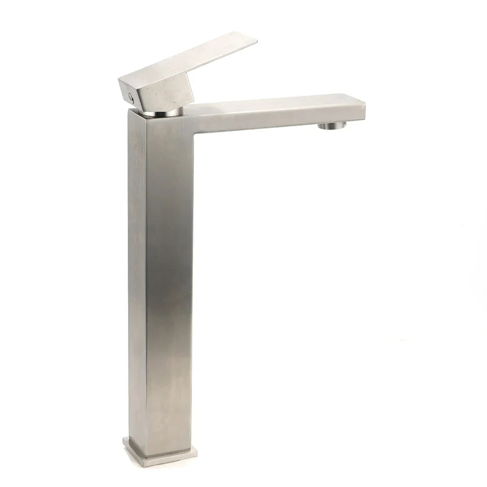 WELS Square Tall Basin Vessel Mixer Faucet Tap Kitchen Laundry Brushed Nickel