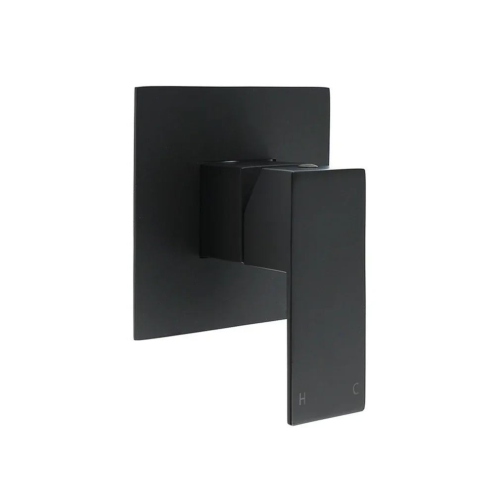 Matt Black Square Shower Mixer Hot Cold Tap Ceramic Cartridge Spindle Watermark
