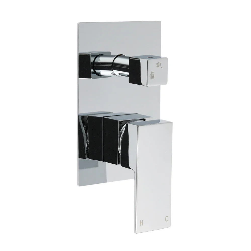 Bathroom Square Shower Mixer Diverter Tap Square Chrome For Spout Shower Head