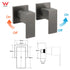 Gun Metal Grey Square 1/4 Quarter Turn Wall Twin Taps For Shower Basin Spout Set