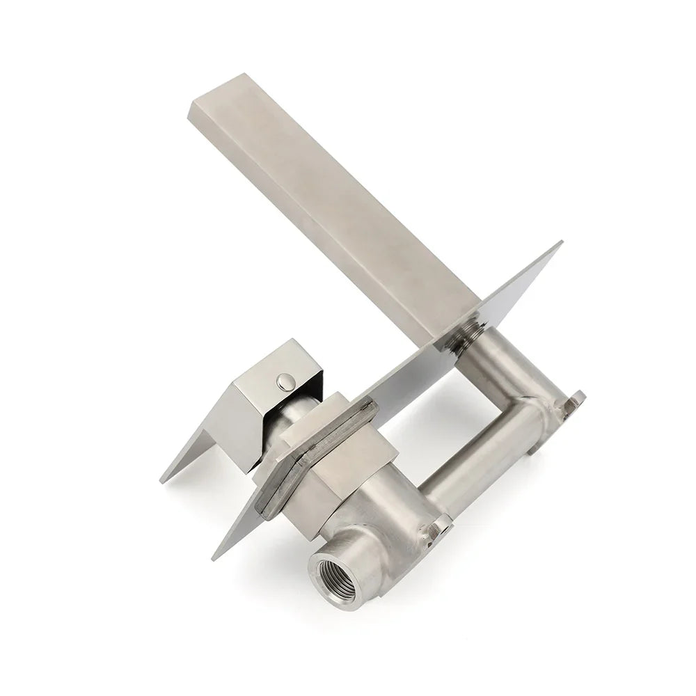 Brushed Nickel Square Wall Mount Basin Mixer Laundry Vanity Tap Spout Faucet Set