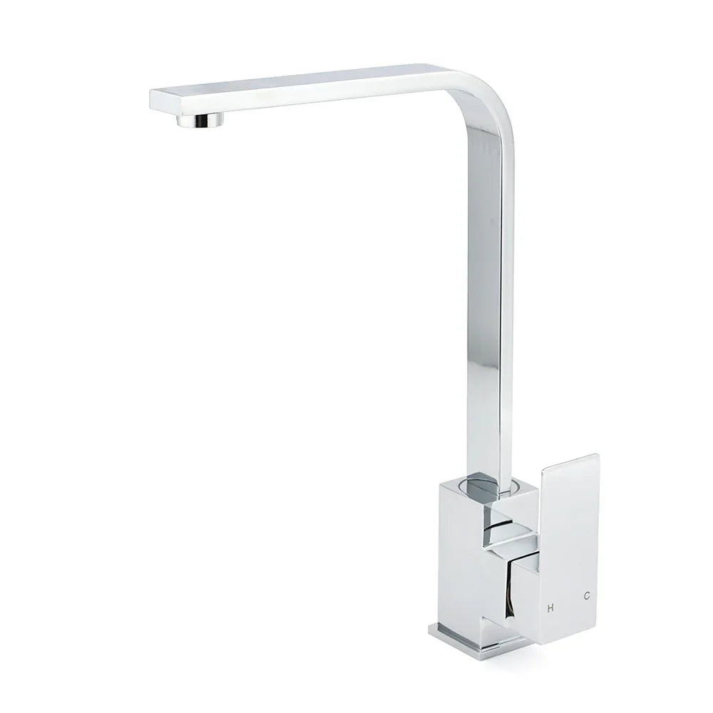 WELS Chrome Square Gooseneck Spout Swivel Laundry Sink Kitchen Mixer Faucet Tap