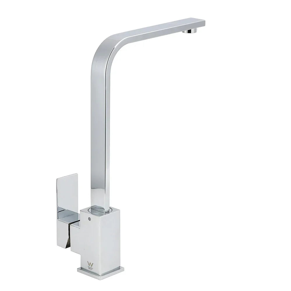 WELS Chrome Square Gooseneck Spout Swivel Laundry Sink Kitchen Mixer Faucet Tap