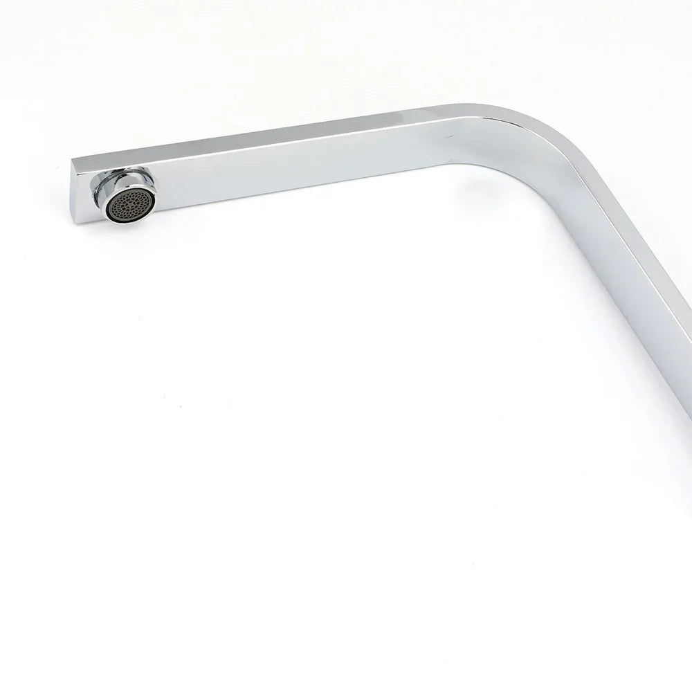 WELS Chrome Square Gooseneck Spout Swivel Laundry Sink Kitchen Mixer Faucet Tap