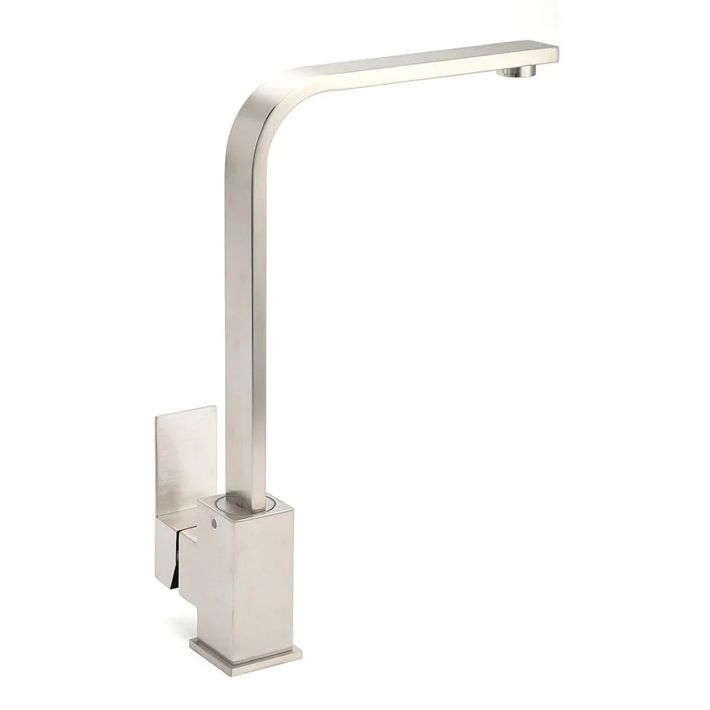WELS Square Kitchen Sink Laundry Mixer 360º Swivel Faucet Tap Set Brushed Nickel