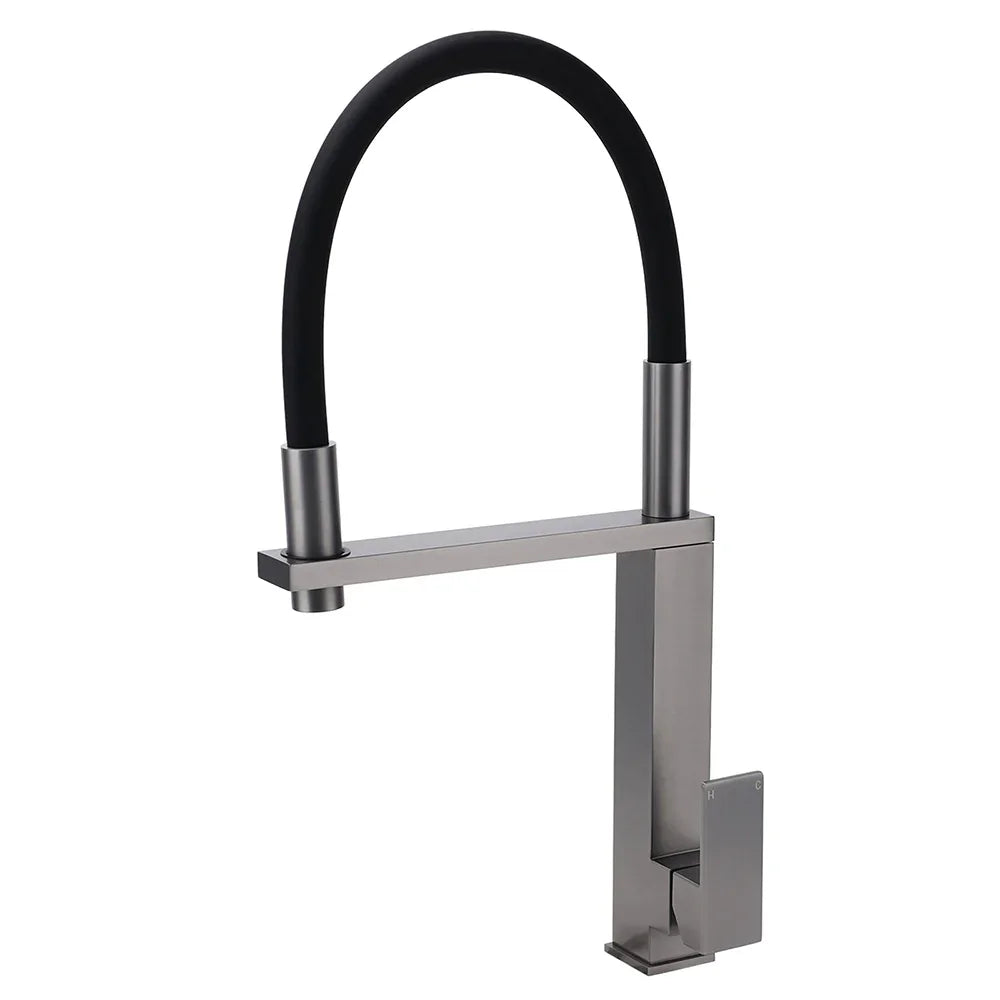 Gun Metal Tall Kitchen Sink Basin Mixer Swivel Faucet Tap Pull Out Spout Head