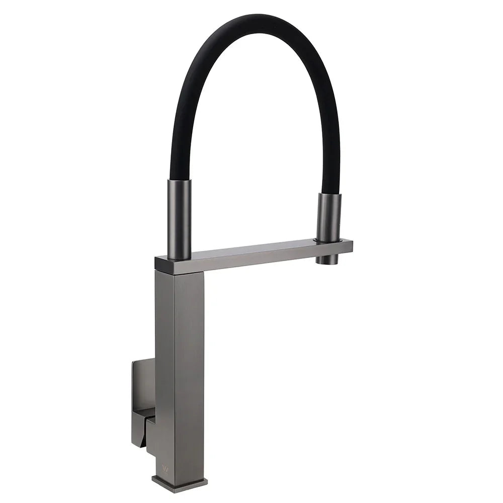 Gun Metal Tall Kitchen Sink Basin Mixer Swivel Faucet Tap Pull Out Spout Head