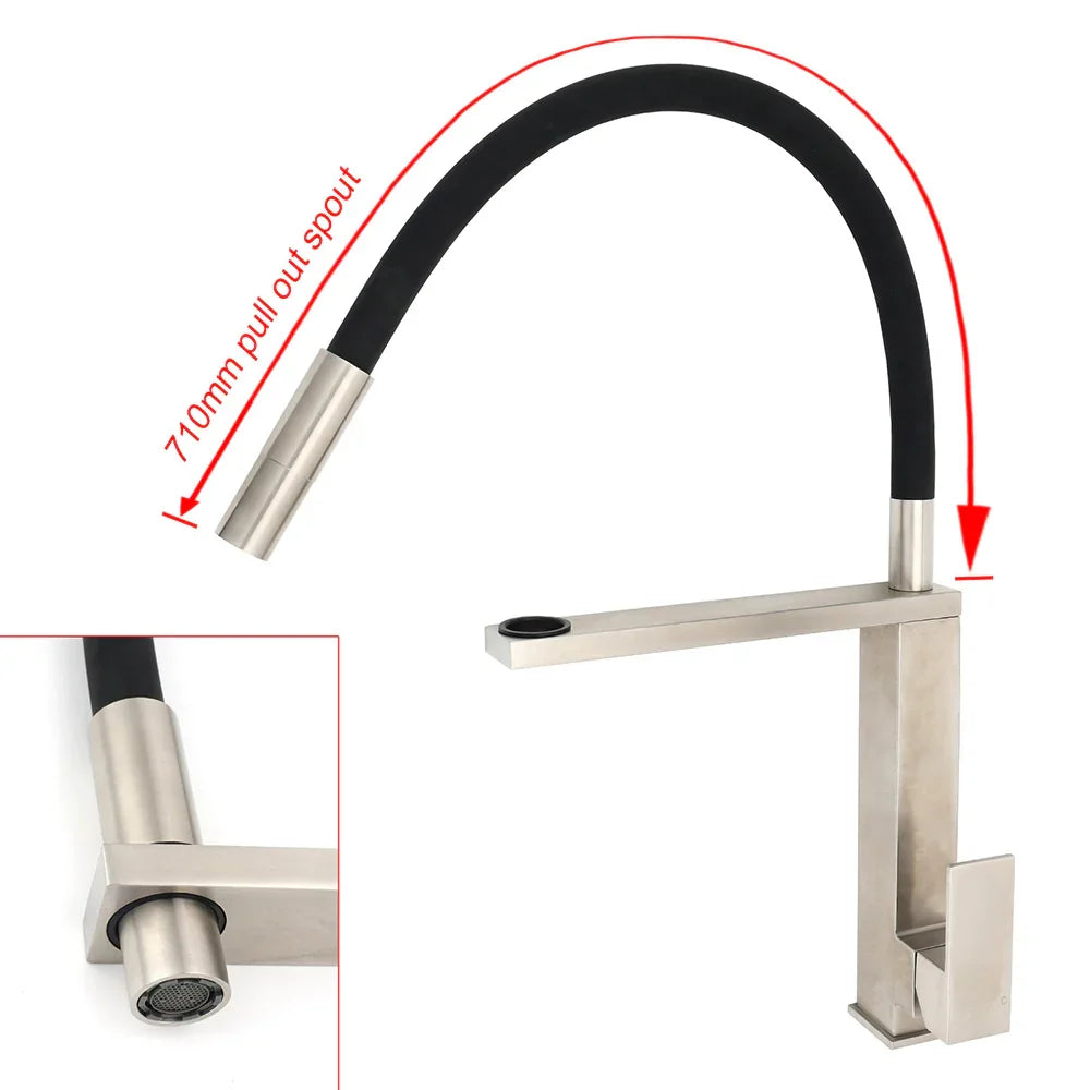 WELS 6.0L/m Chrome Kitchen Sink Basin Mixer Swivel Faucet Tapware Pull Out Spout