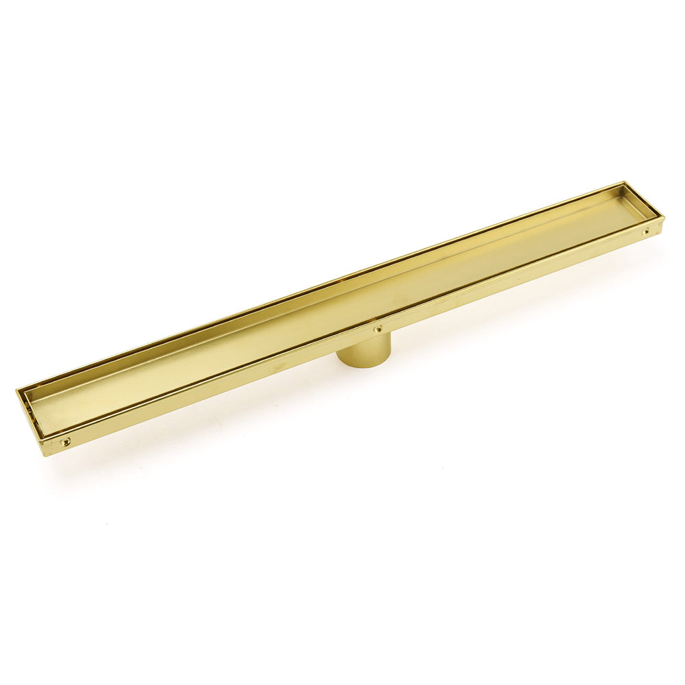 Brushed Gold 600mm Tile Insert Linear Shower Grate Floor Drain 50mm Outlet Waste