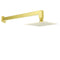 WELS Brushed Gold 8" Square Rainfall Shower Head 400mm Long Straight Wall Arm Set
