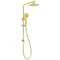 Brushed Gold 2in1 Shower Set 8" Round Head 3 Modes Handheld Sliding Rail Arm + Twin Taps