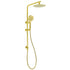 Brushed Gold 2in1 Shower Set 8" Round Head 3 Modes Handheld Sliding Rail Arm + Twin Taps