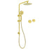 Brushed Gold Dual Shower Set 8" Round Head 3 Modes Handheld Sliding Rail Arm Twin Taps