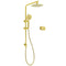 Brushed Gold Twin Shower Set 8" Round Head 3 Modes Handheld Sliding Rail Arm Mixer Valve