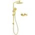 Brushed Gold Twin Shower Set 8" Round Head 3 Modes Handheld Sliding Rail Arm Classic Mixer