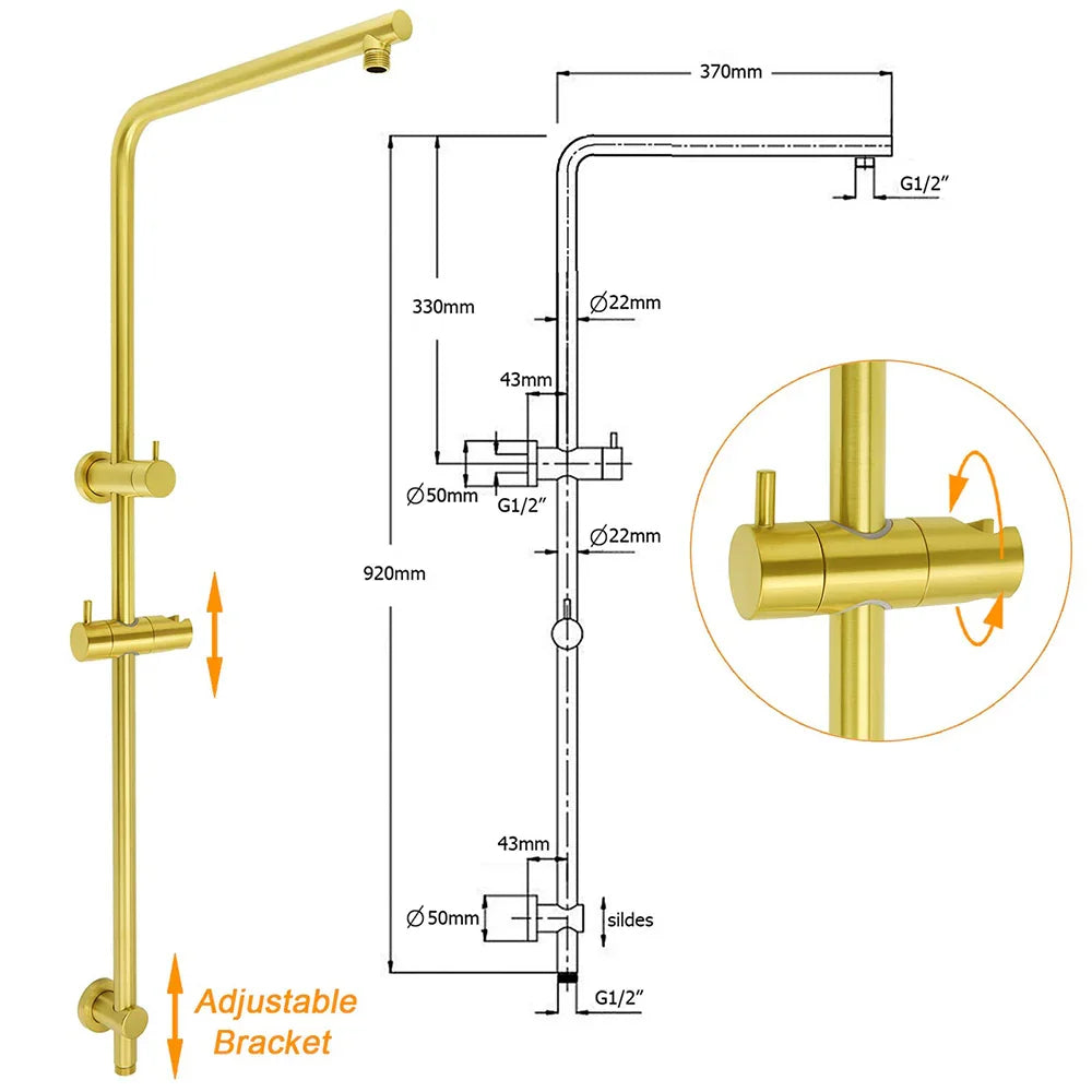 Brushed Gold Twin Shower Large Round 12