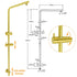 Brushed Gold Twin Shower Large Round 12" Rain Head Handheld Silde Wall Rail Arm