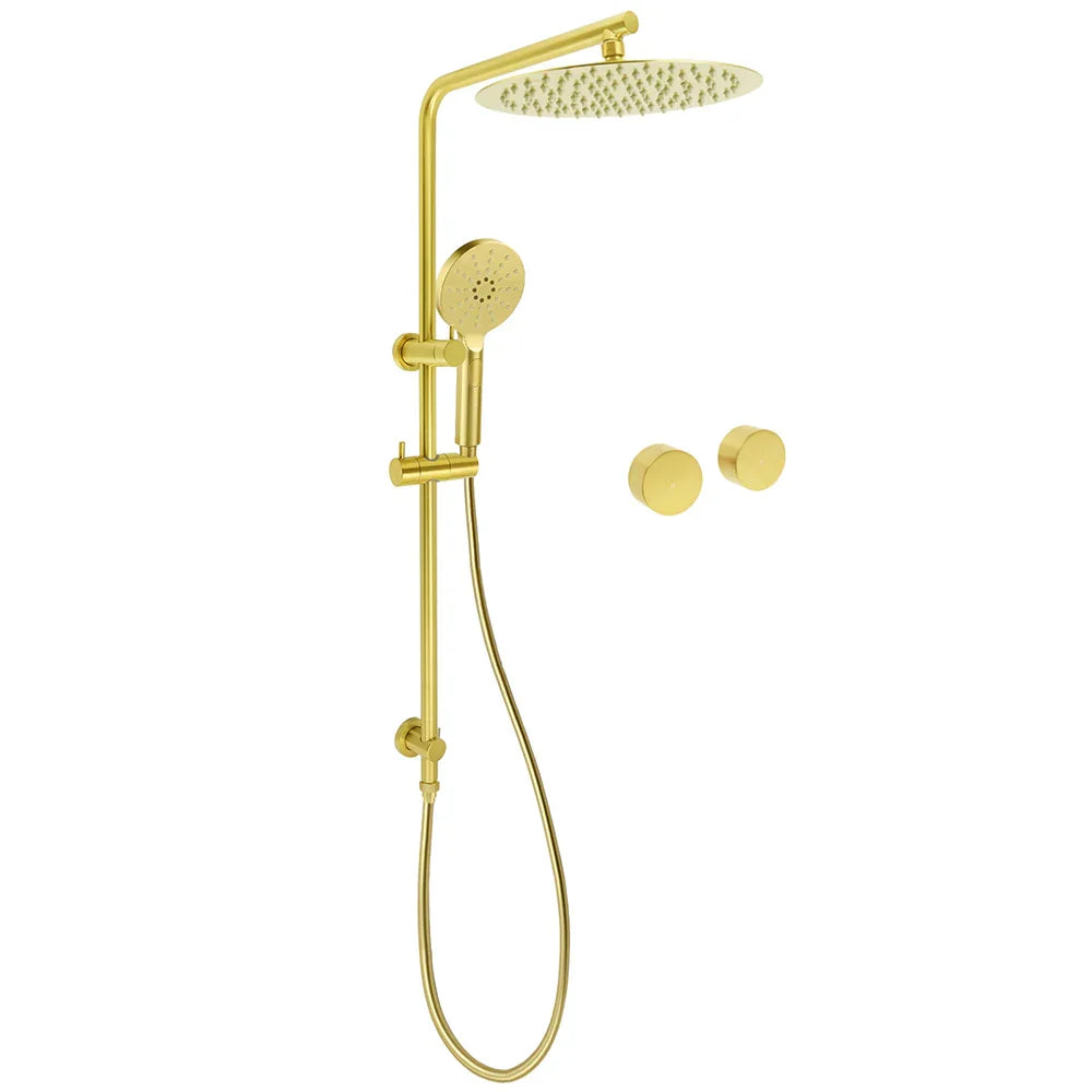 WELS Brushed Gold Dual Shower Set Large Round 12