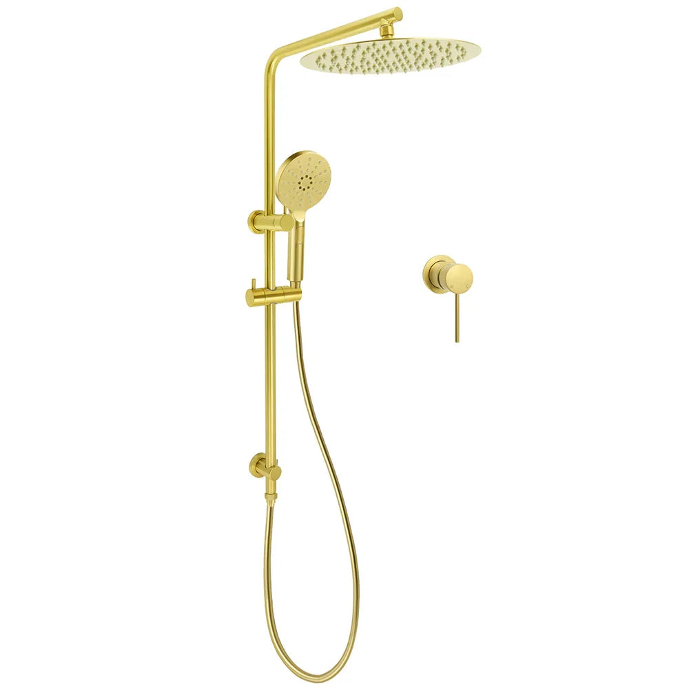 Brushed Gold Twin Shower Large Round 12