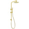 Brushed Gold Twin Shower Set Sliding Rail Arm 8" Round Head Stainless Steel Handheld Rose Combo
