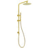 Brushed Gold Twin Shower Set Sliding Rail Arm 8" Round Head Stainless Steel Handheld Rose Combo