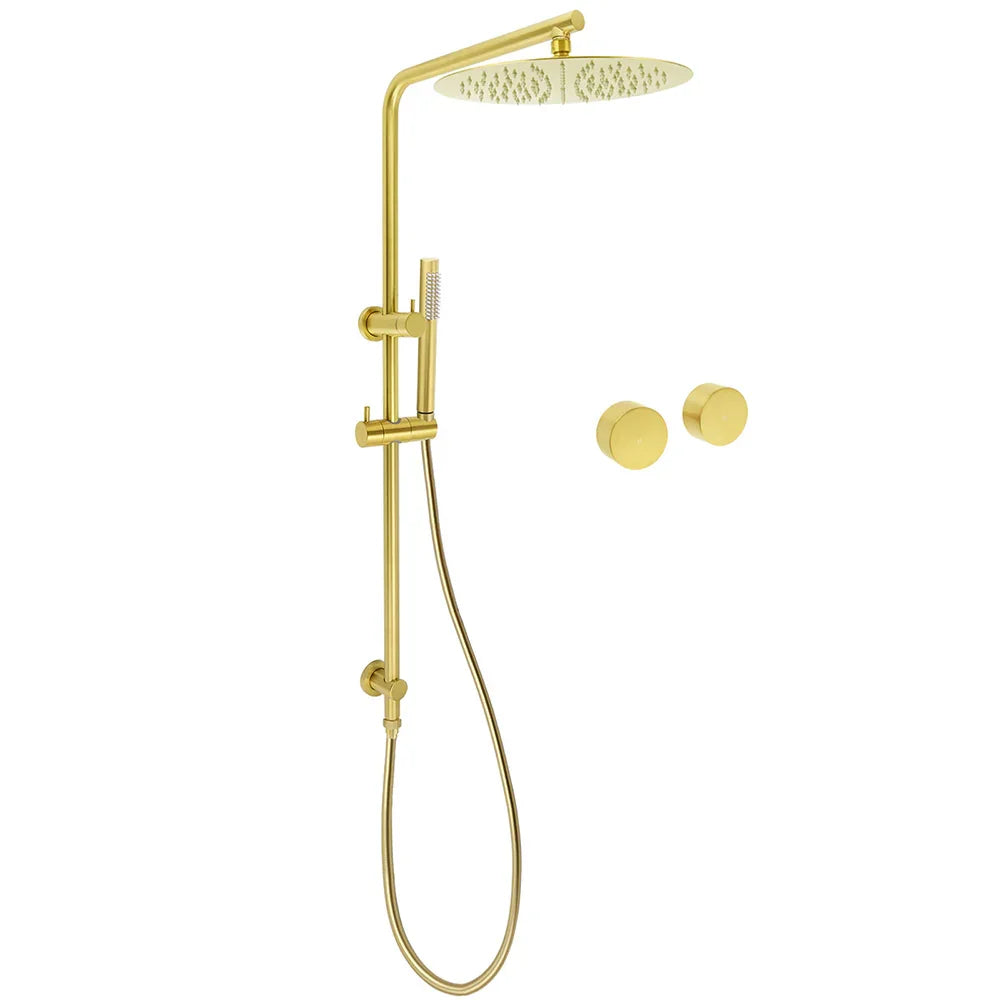 WELS Brushed Gold Dual Shower Set Large Round 12