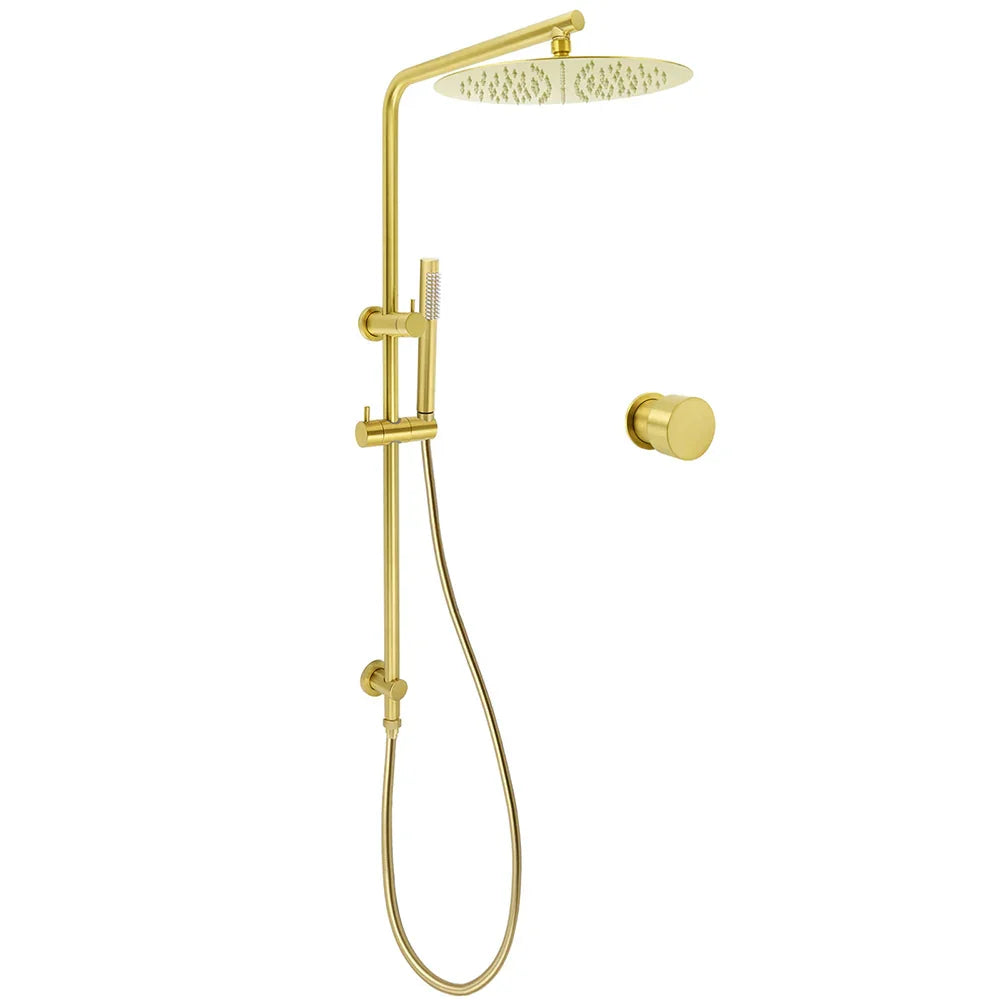 Brushed Gold Twin Shower Large Round 12
