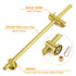 Brushed Gold Twin Shower Large Round 12" Rain Head Metal Rose Silde Wall Rail Arm Mixer Valve