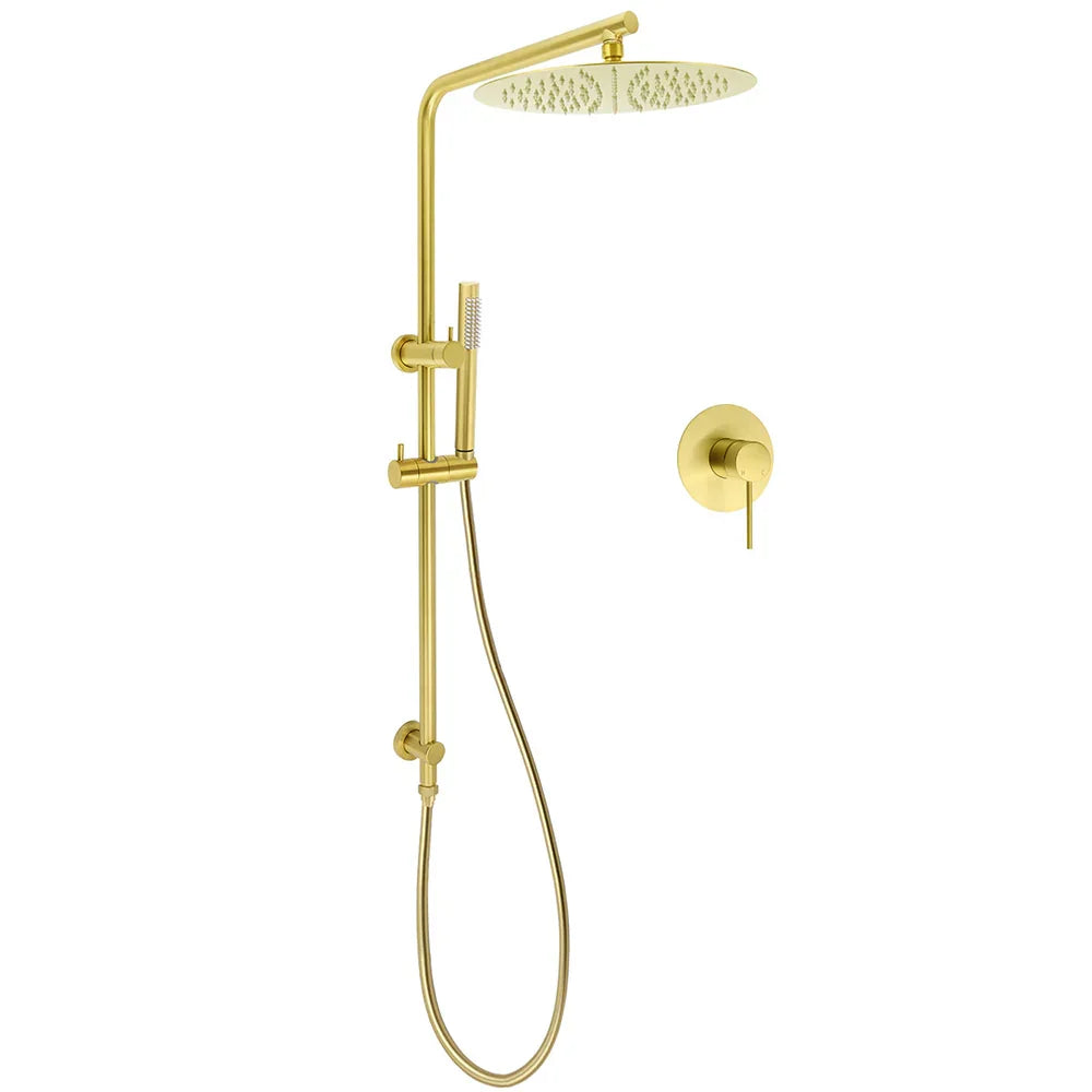 WELS Brushed Gold Twin Shower Large Round 12