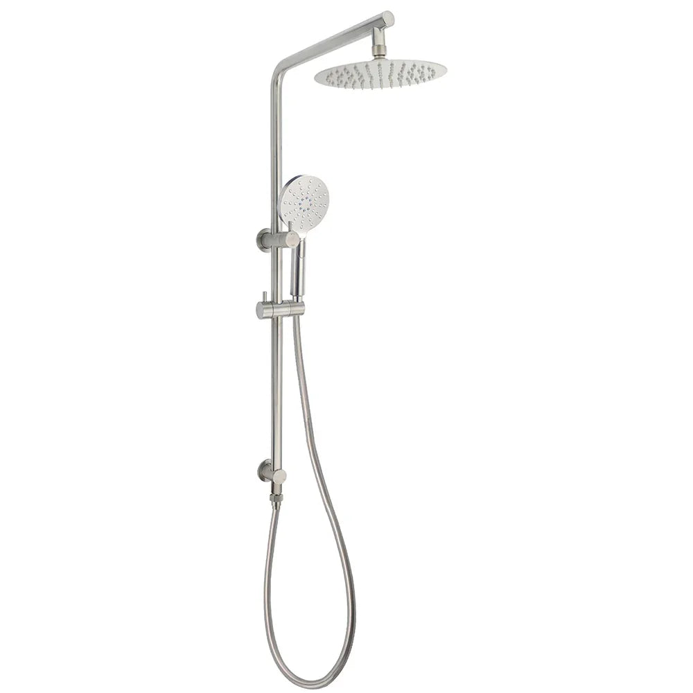Brushed Nickel Dual Shower Set Sliding Rail Arm 8