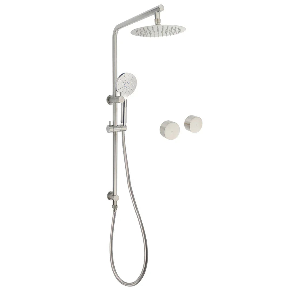 Brushed Nickel Dual Shower Set Sliding Rail Arm 8