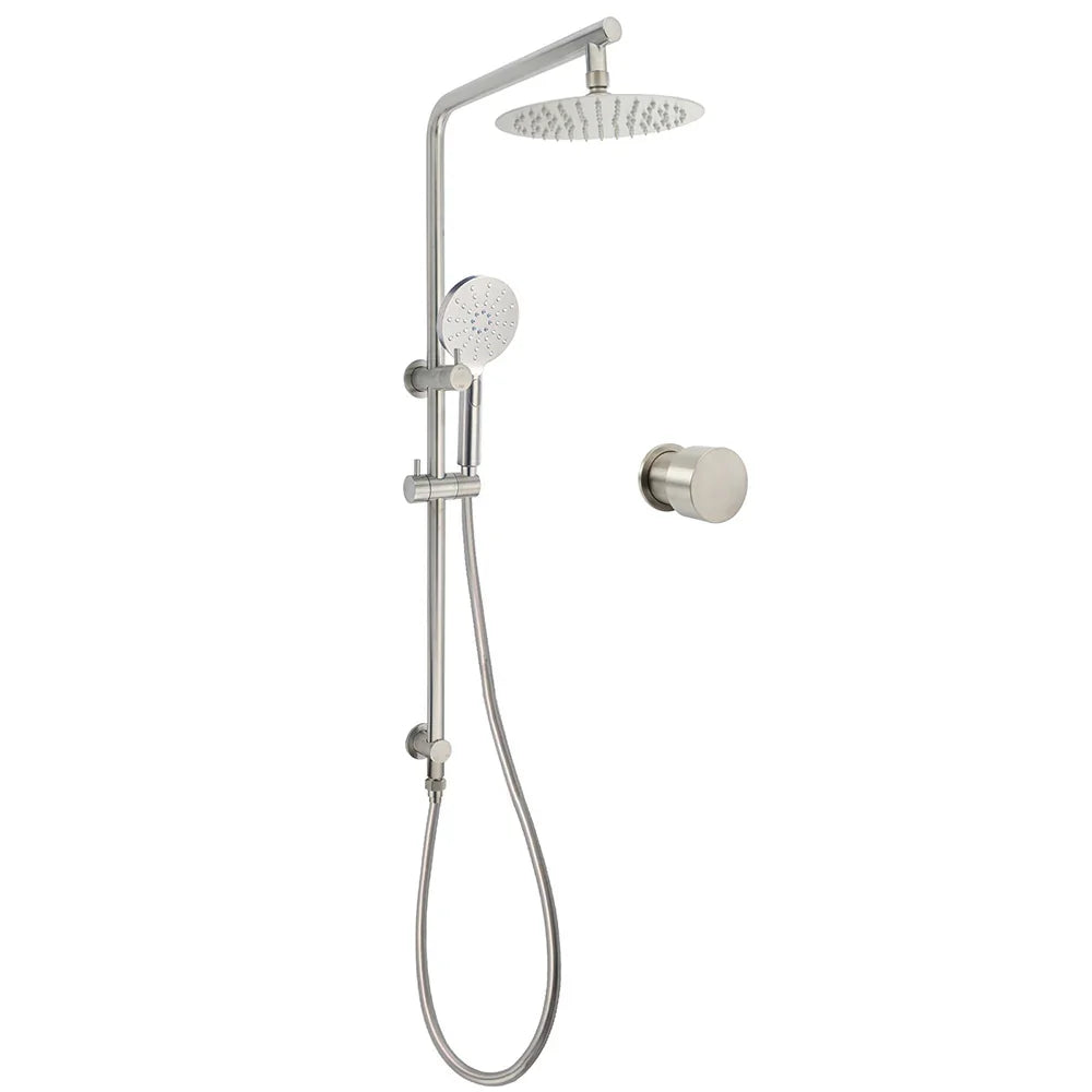 Brushed Nickel Dual Shower Set Sliding Rail Arm 8