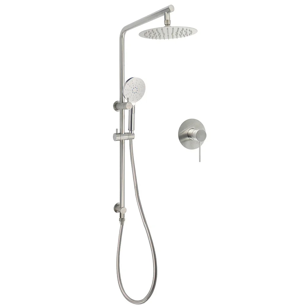 WELS Brushed Nickel Dual Shower Set Sliding Rail Arm 8