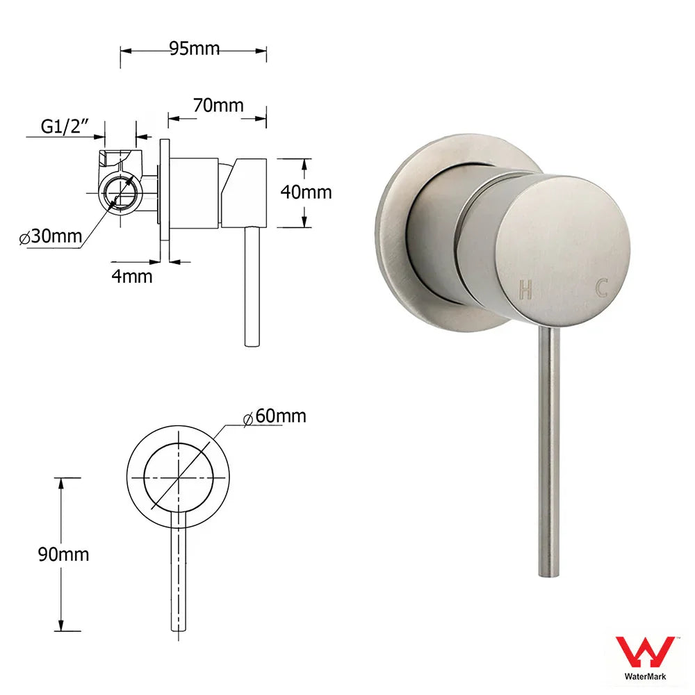 WELS Brushed Nickel 2in1 Shower Set Sliding Rail Arm 8