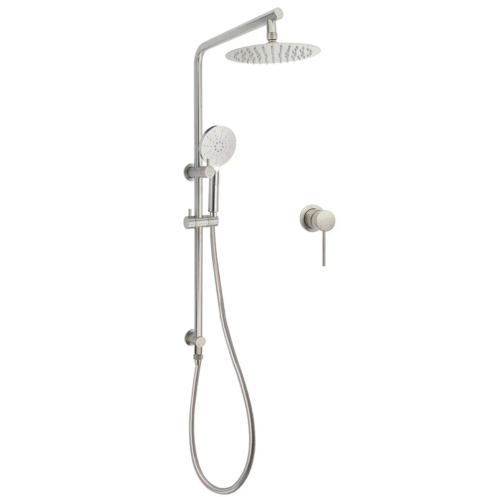 WELS Brushed Nickel 2in1 Shower Set Sliding Rail Arm 8