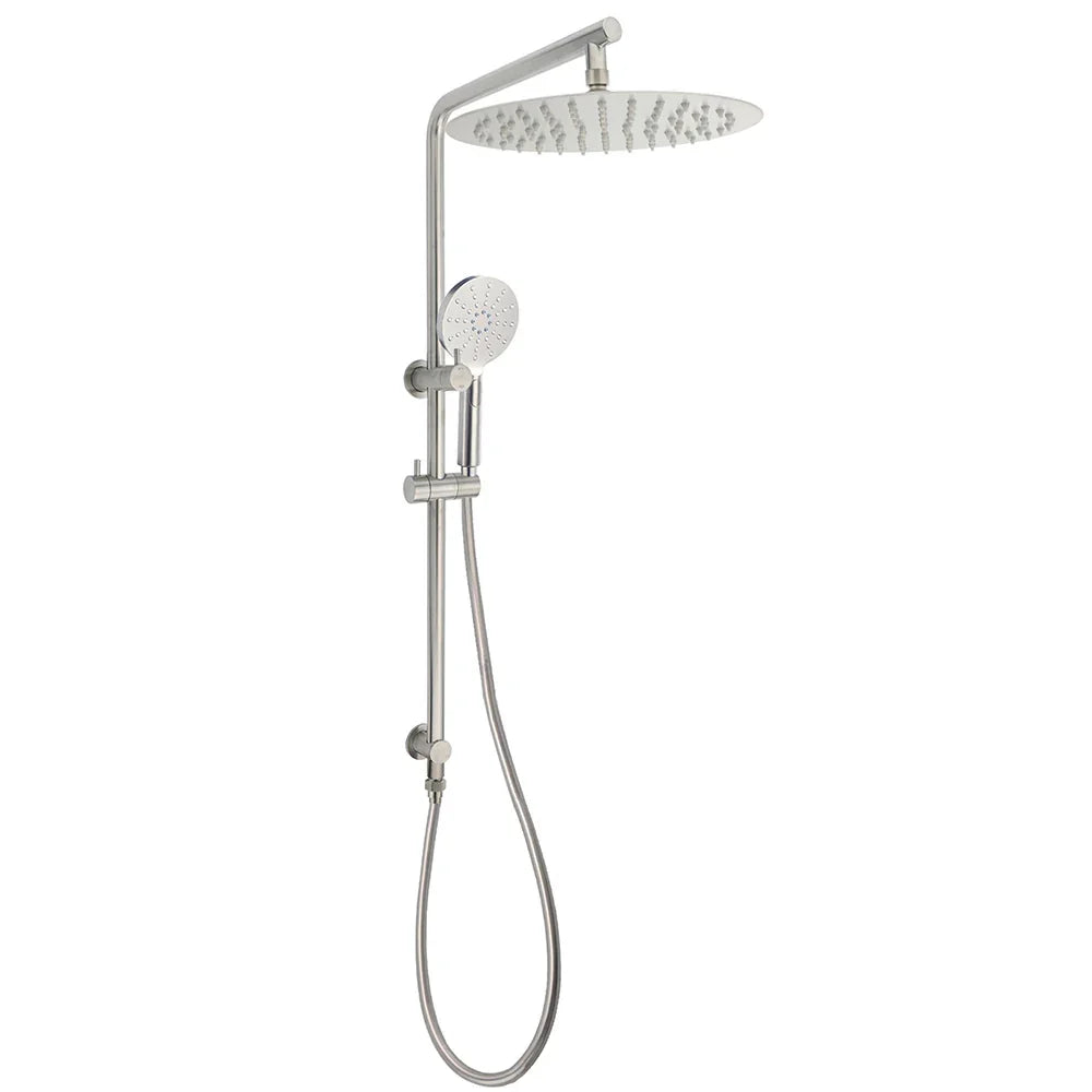 WELS Brushed Nickel Dual Shower Set Sliding Rail Arm 12