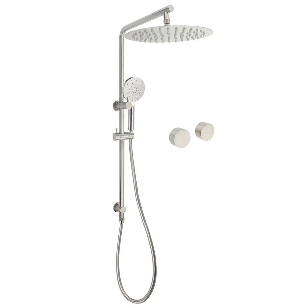 Brushed Nickel 2in1 Shower Set Sliding Rail Arm 12