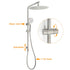 Brushed Nickel 2in1 Shower Set Sliding Rail Arm 12" Round Head Handheld Twin Taps Hot Cold Water Control