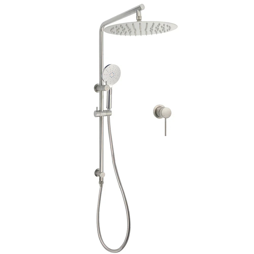WELS Brushed Nickel 2in1 Shower Set Sliding Rail Arm 12