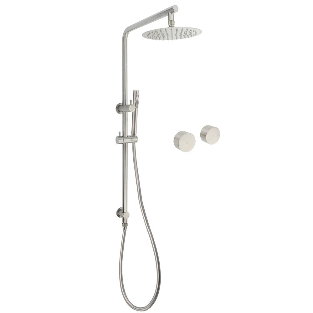 Brushed Nickel 2in1 Shower Set Sliding Rail Arm 8