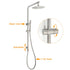WELS Brushed Nickel Dual Shower Set Sliding Rail Arm 8" Round Head Metal Handheld Wall Mixer